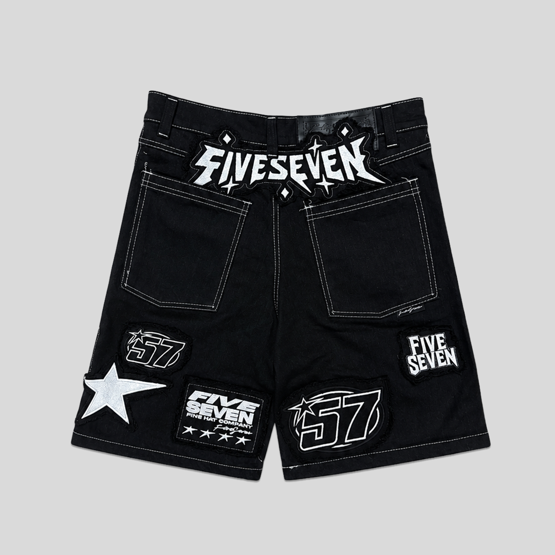 Short Full Embroidery Black